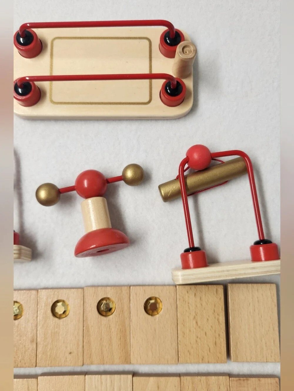 Hape Wooden Domino Rally Montessori STEM Building Toy Partial Set Natural Red